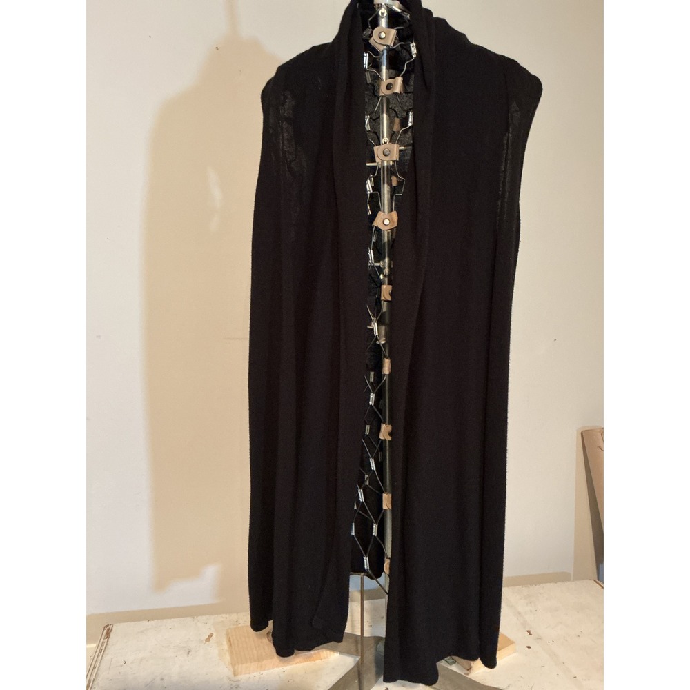 Joseph A Womens Black Sleeveless Open Front Longline Cardigan Vest XL Rayon Knit